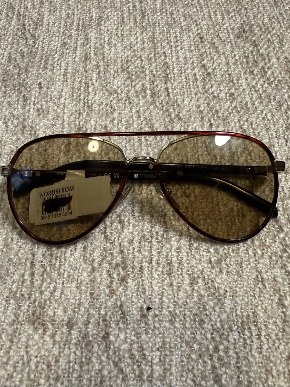 Prada Aviator Sunglasses - Brown Lenses with Red-Brown Frame